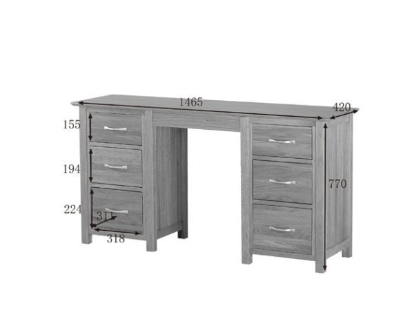 Devon Oak Double Pedestal Desk With 6 Drawers | Clearance