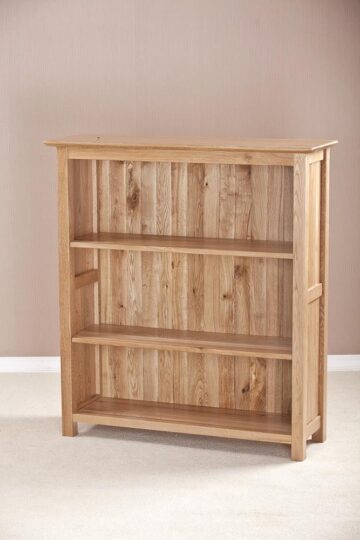 Devon Oak Low Bookcase With 3 Shelves | Assembled