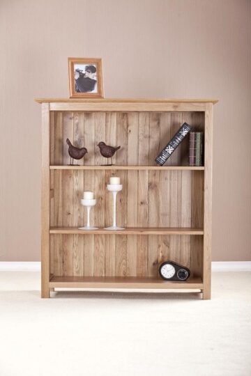 Devon Oak Low Bookcase With 3 Shelves | Assembled