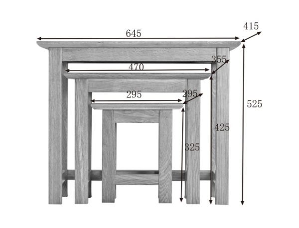 Devon Oak Small Nest of Three Tables