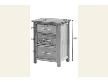 Devon Oak 3 Drawer Tall Bedside Cabinet | Assembled