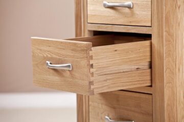 Devon Oak 3 Drawer Tall Bedside Cabinet | Assembled