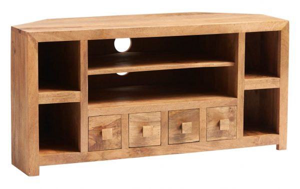 Light Mango Corner TV Unit | Fully Assembled