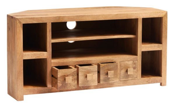 Malda Light Mango Corner TV Unit | Fully Assembled