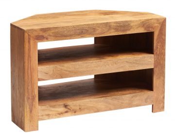 Light Mango Open Corner TV Stand | Fully Assembled