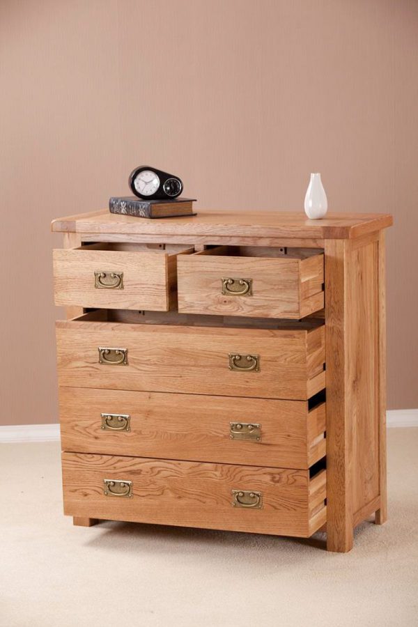Nottingham Rustic Oak 3 + 2 Chest of Drawers | Fully Assembled