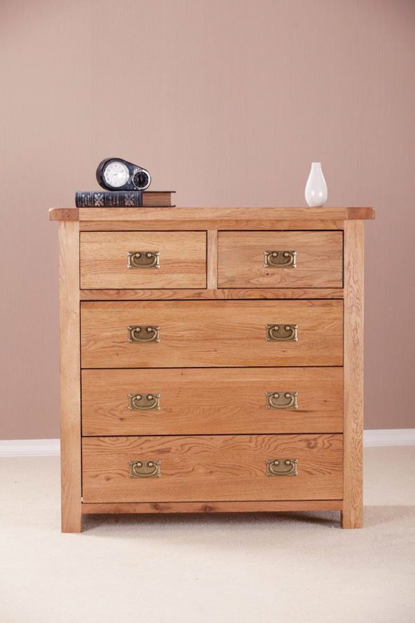 Nottingham Rustic Oak 3 + 2 Chest of Drawers | Fully Assembled