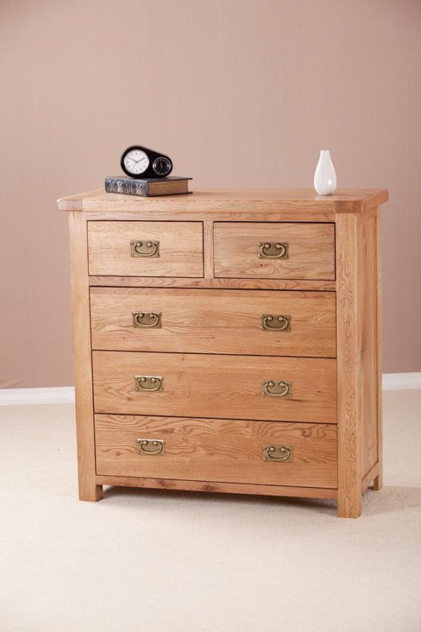 Nottingham Rustic Oak 3 + 2 Chest of Drawers | Fully Assembled