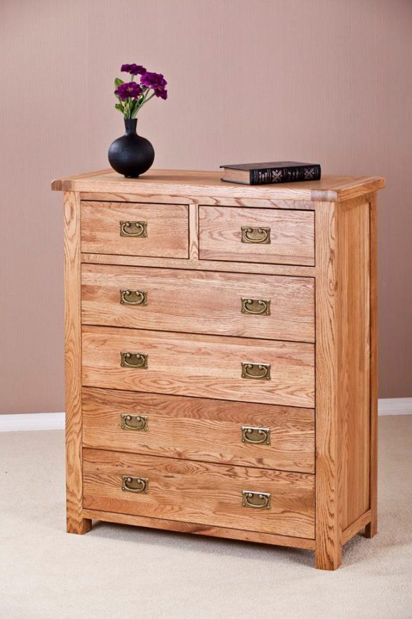 Nottingham Rustic Oak 4 + 2 Chest of Drawers | Fully Assembled