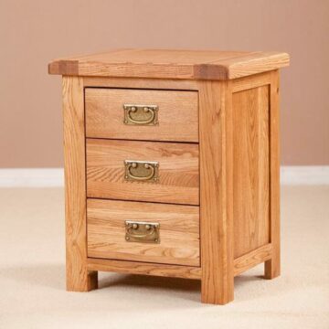 Nottingham Rustic Oak 3 Drawer Bedside Cabinet | Assembled