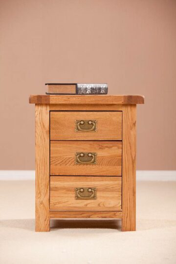 Nottingham Rustic Oak 3 Drawer Bedside Cabinet | Assembled