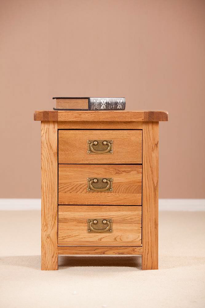 Nottingham Rustic Oak 3 Drawer Bedside Cabinet | Assembled