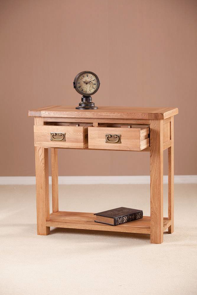 Nottingham Rustic Oak Console Table 2 Drawer