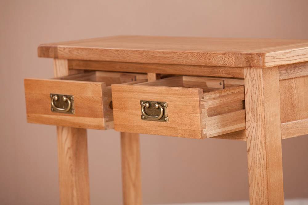 Nottingham Rustic Oak Console Table 2 Drawer