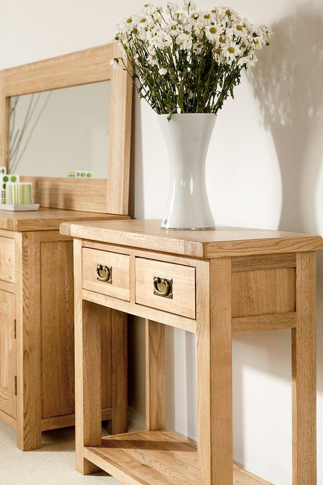 Nottingham Rustic Oak Console Table 2 Drawer