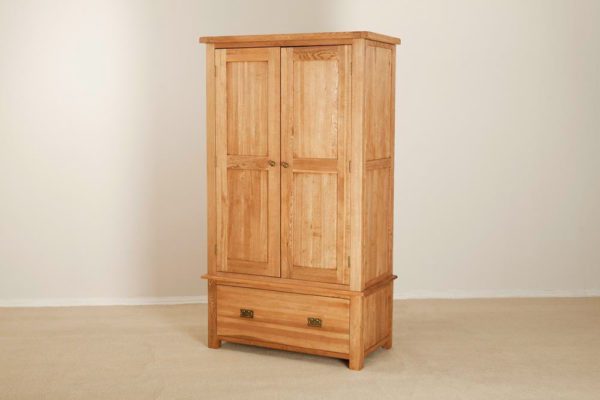 Nottingham Rustic Oak Double Wardrobe 1 Drawer