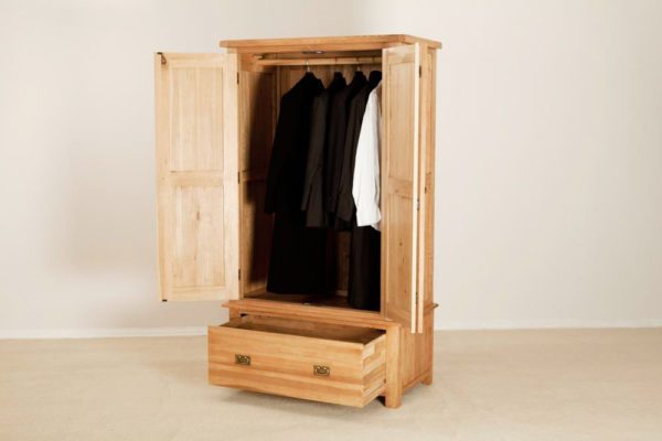 Nottingham Rustic Oak Double Wardrobe 1 Drawer