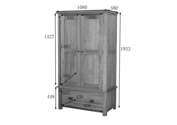 Nottingham Rustic Oak Double Wardrobe 1 Drawer