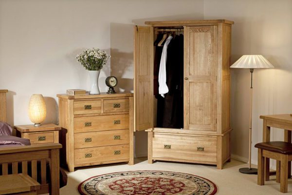 Nottingham Rustic Oak Double Wardrobe 1 Drawer