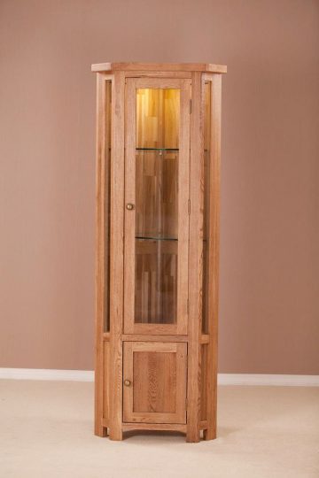 Nottingham Rustic Oak Glass Corner Display Cabinet