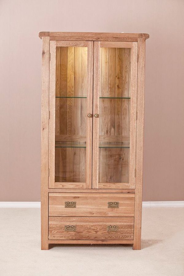 Nottingham Rustic Oak Glass Display Cabinet