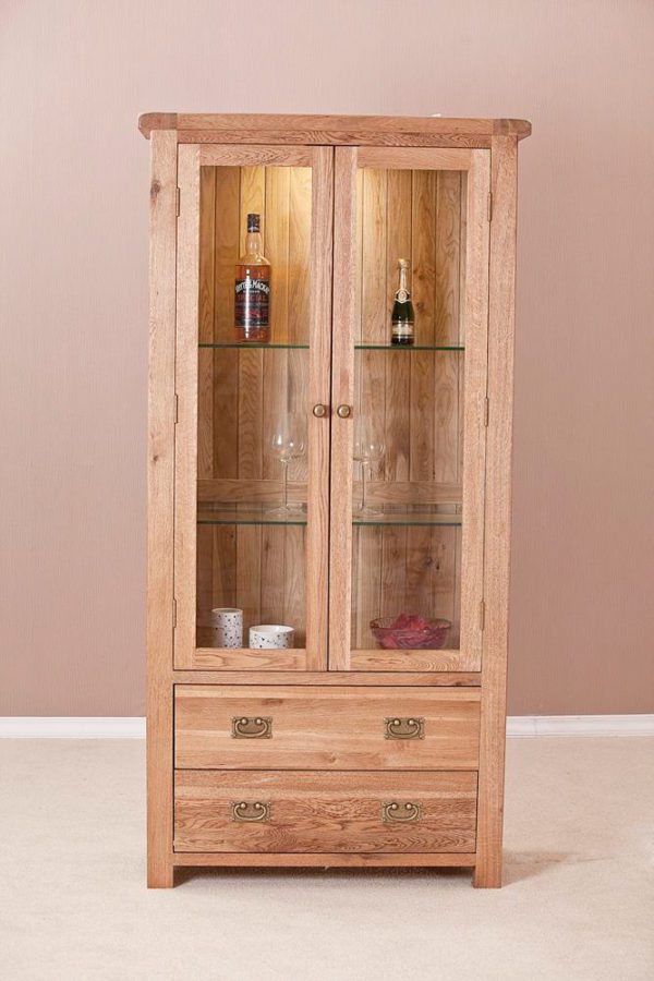 Nottingham Rustic Oak Glass Display Cabinet