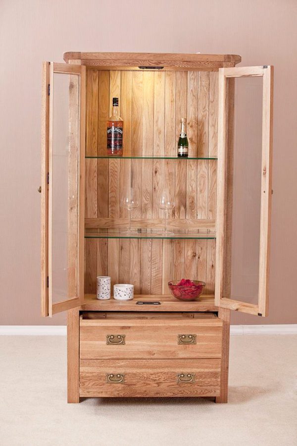 Nottingham Rustic Oak Glass Display Cabinet