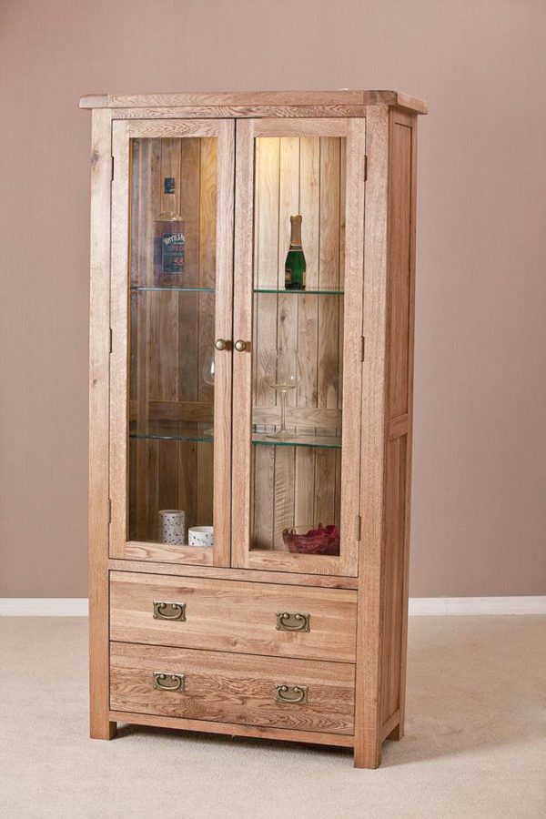 Nottingham Rustic Oak Glass Display Cabinet