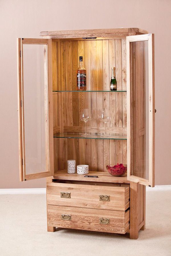 Nottingham Rustic Oak Glass Display Cabinet