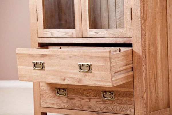 Nottingham Rustic Oak Glass Display Cabinet
