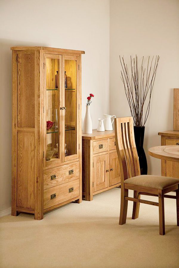 Nottingham Rustic Oak Glass Display Cabinet