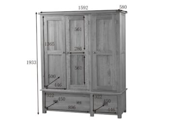 Nottingham Rustic Oak Triple Wardrobe with Drawers