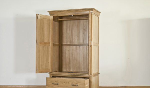 Parisian Oak Double Wardrobe 2 Door 1 Drawer