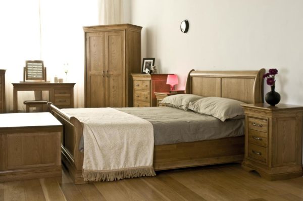 Parisian Oak King Size Sleigh Bed
