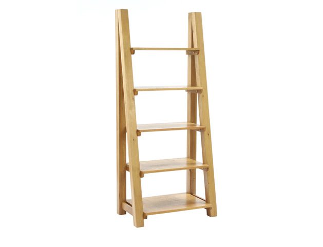 Vancouver Petite Rustic Oak 5 Shelf Ladder Bookcase 6ft 2 Wax