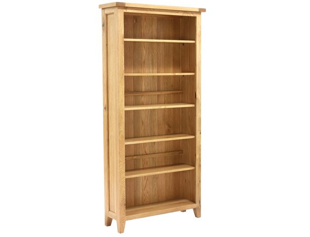 Vancouver Petite Rustic Oak Bookcase 6ft 5 Tall With 6 Shelves