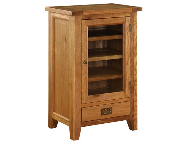 vancouver petite rustic oak hifi cabinet | wax finish