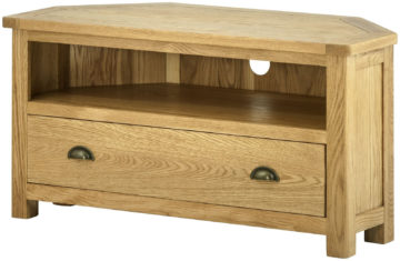 Tynedale Oak Corner TV Cabinet | Wax Finish | Fully Assembled