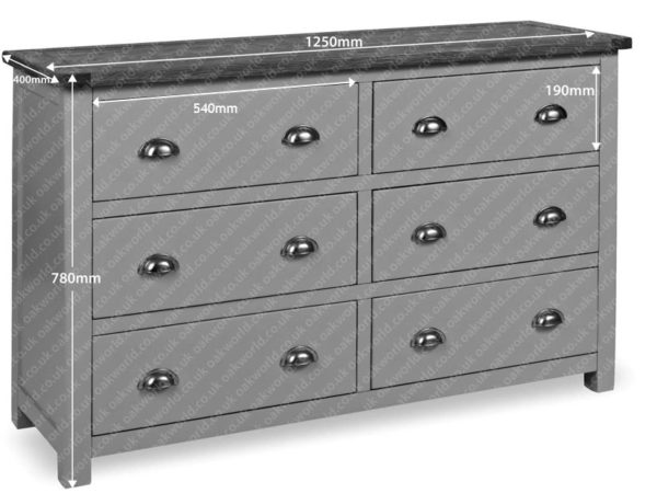 Tynedale Stone Grey Painted 6 Drawer Chest | Fully Assembled