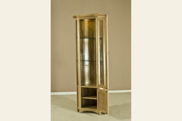 Wellington Oak Corner Glass Display Cabinet