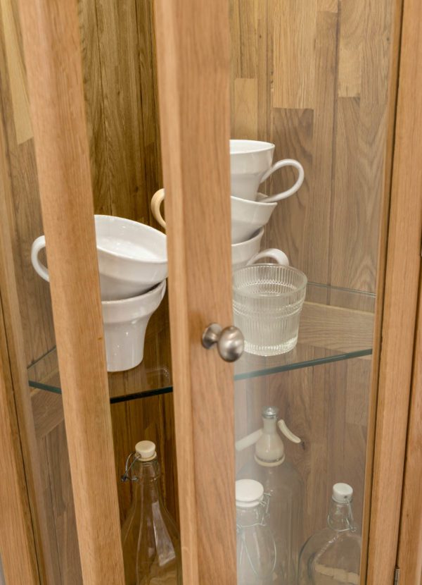 Wellington Oak Corner Glass Display Cabinet