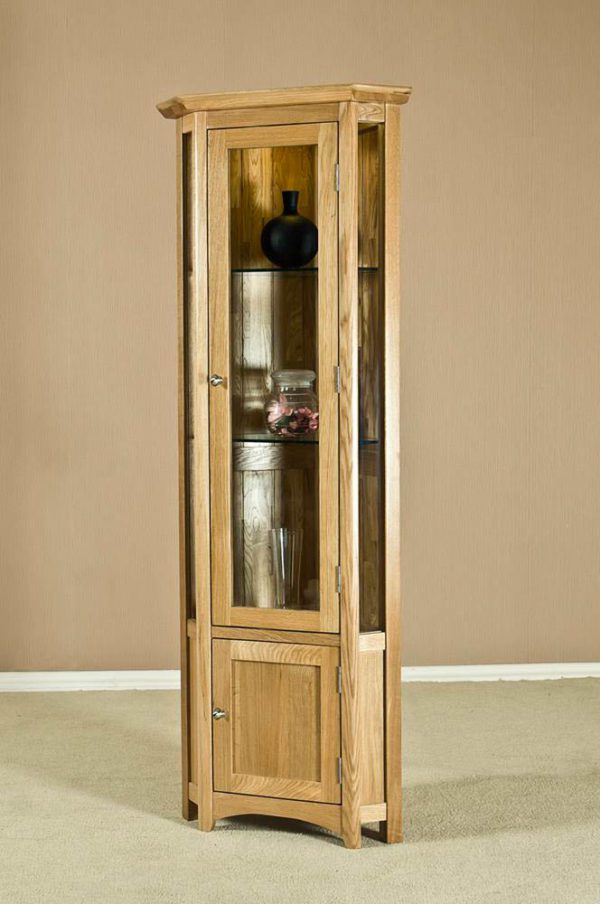 Wellington Oak Corner Glass Display Cabinet