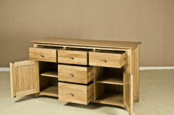 Wellington Oak 2 Door 5 Drawer Large Sideboard | Assembled