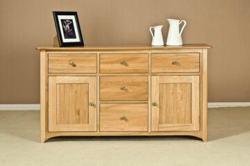 Wellington Oak 2 Door 5 Drawer Large Sideboard | Assembled