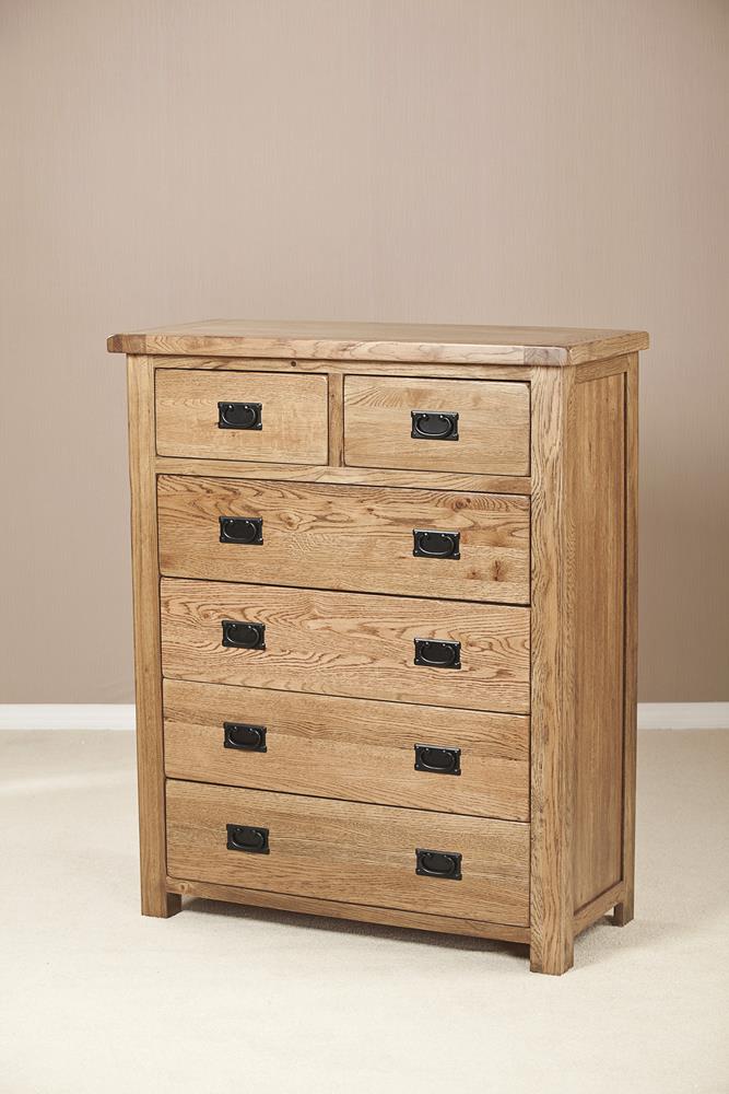 Devonshire Rustic Oak 2 Over 4 Drawer Chest Fully Assembled
