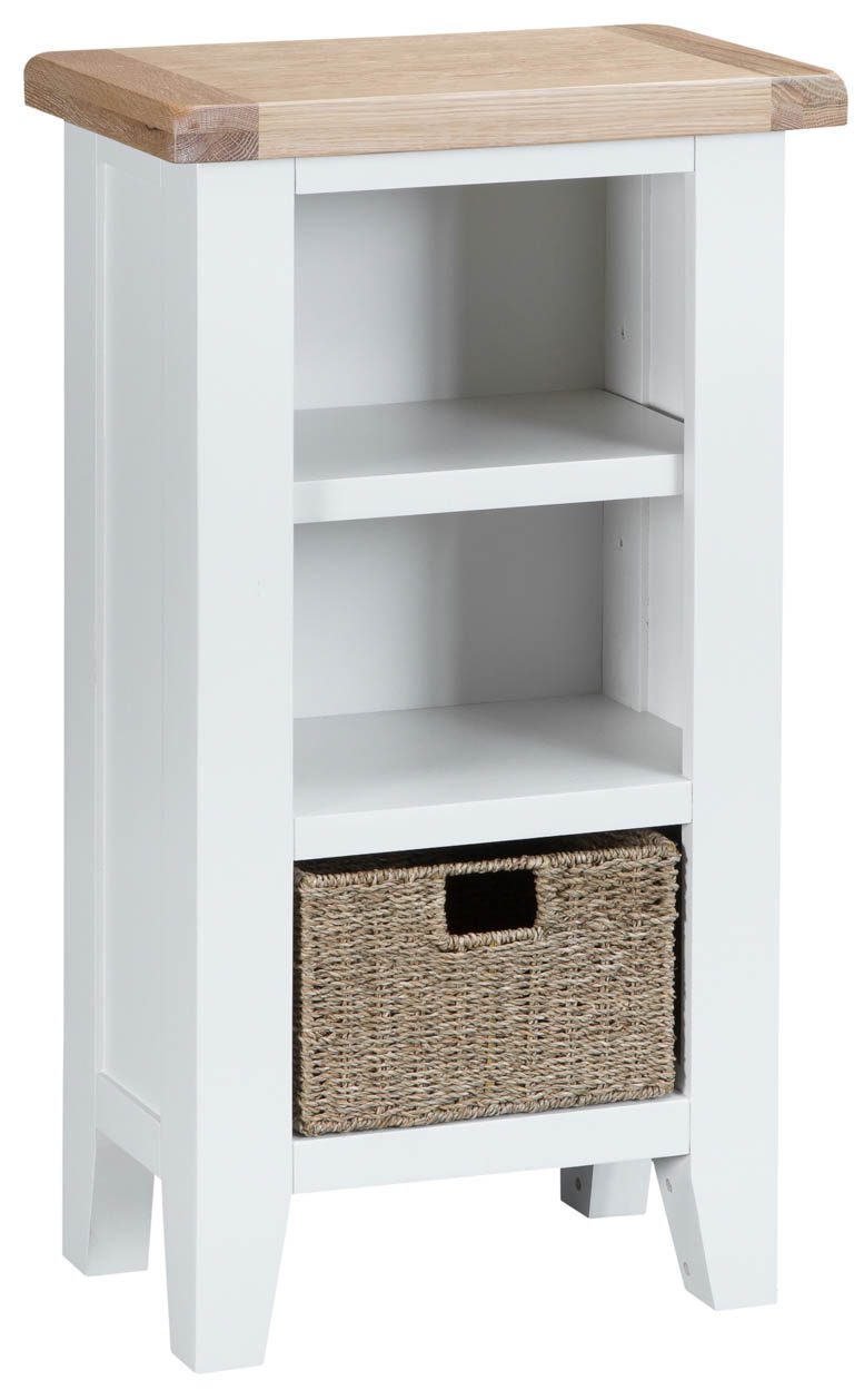 Woodbridge small narrow white bookcase fully assembled