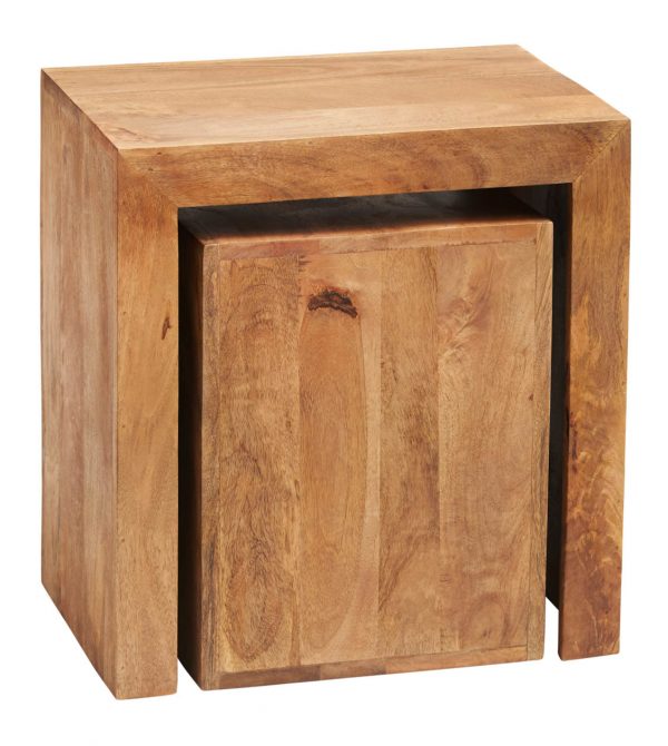 Malda Light Mango Cubed Nest of Tables