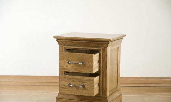 Parisian Oak Bedside Table With 2 Drawers | Fully Assembled