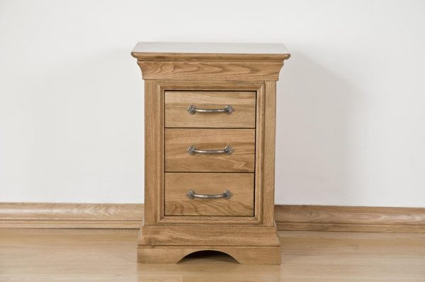 Parisian Oak Bedside Cabinet With 3 Drawers | Assembled