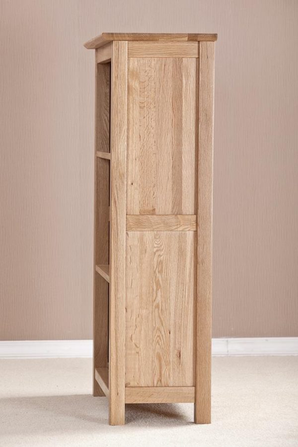 Devon Oak Low & Narrow Bookcase With 3 Shelves | Fully Assembled